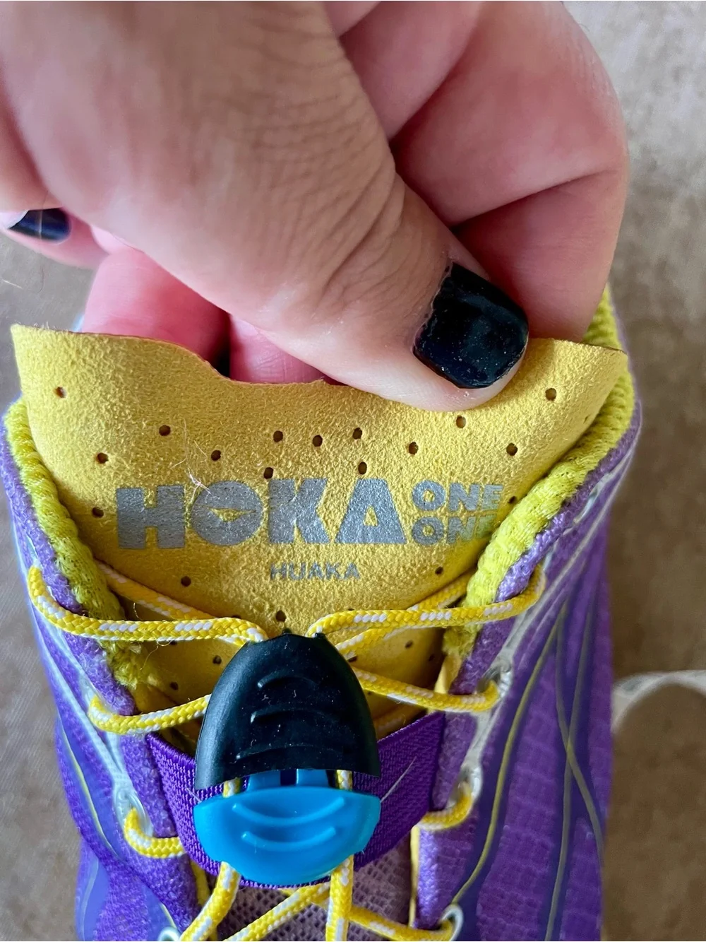 Hoka One One Women's Purple and Yellow Running Sneakers size 9